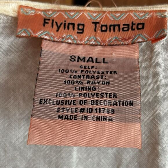 Flying Tomato Maxi Dress Women's Size Small Embroidered Blue Ivory Chiffon - Picture 4 of 7